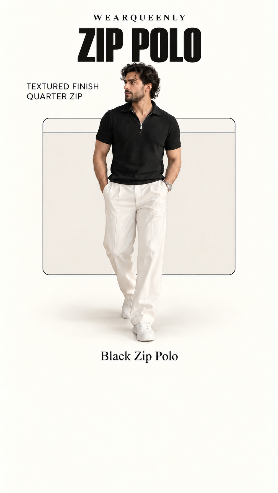 Black Zip Polo — clean editorial product view