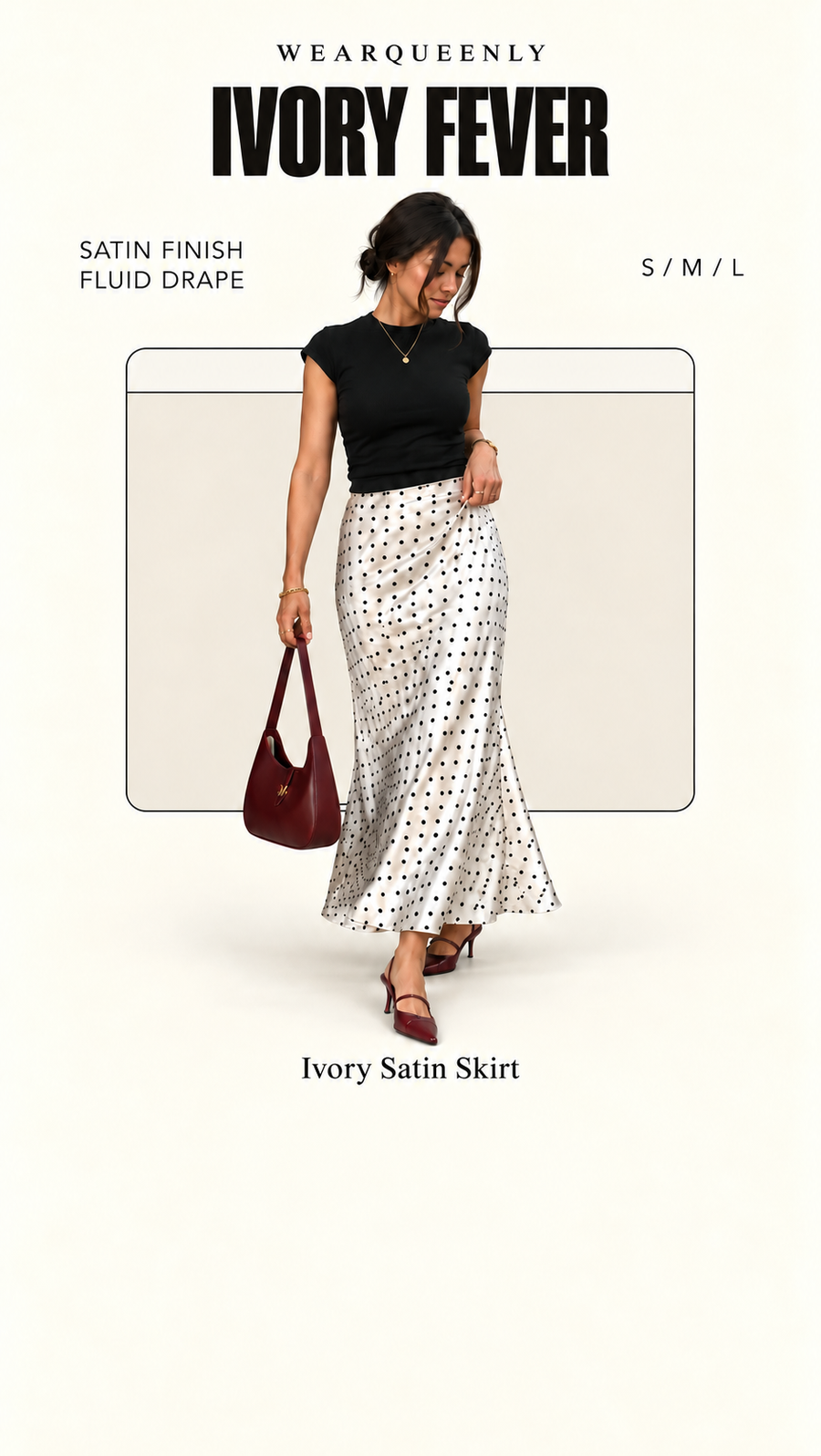 Ivory Satin Skirt — clean editorial product view