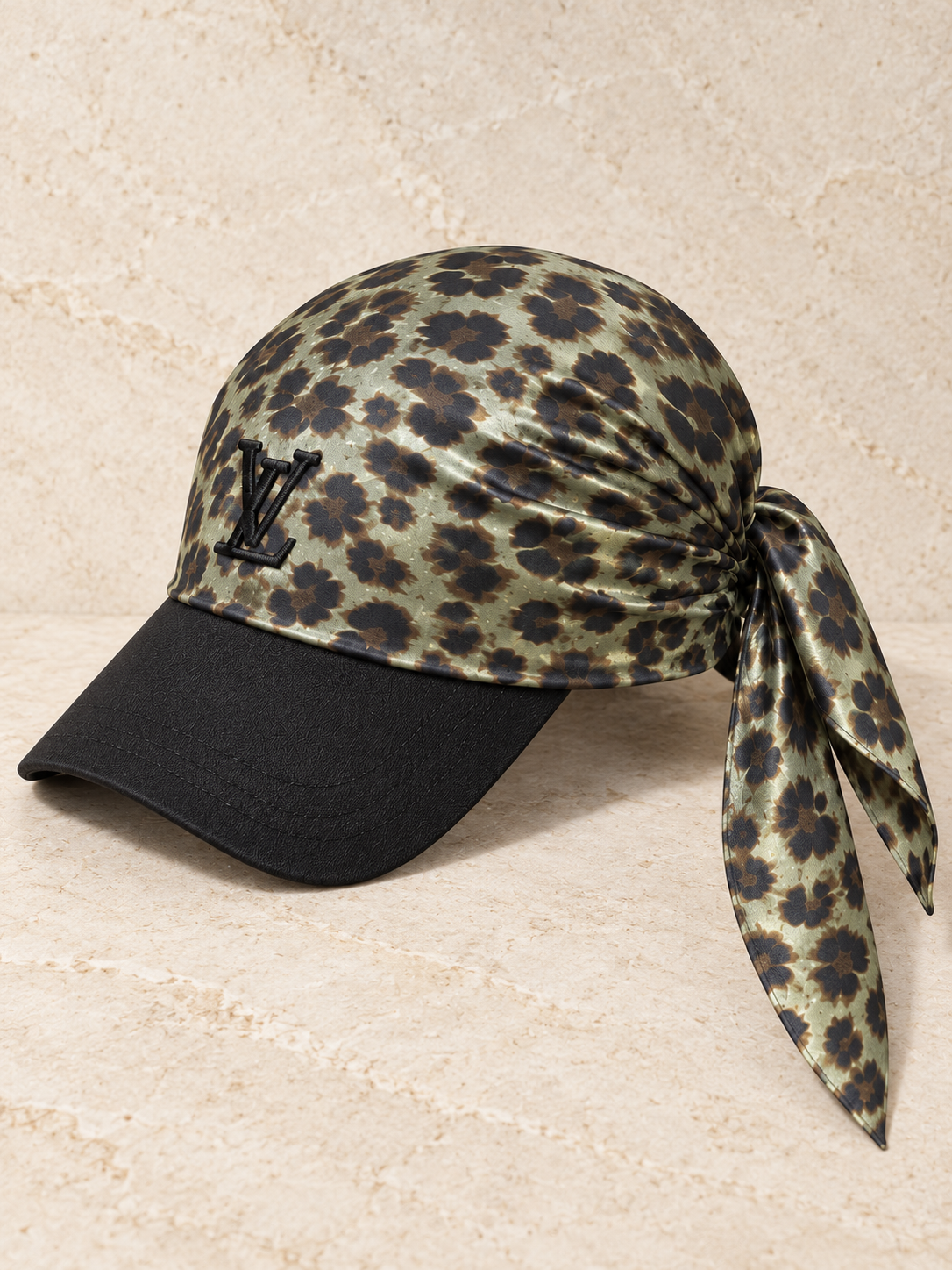 Leopard Bandana Cap — Olive — product detail
