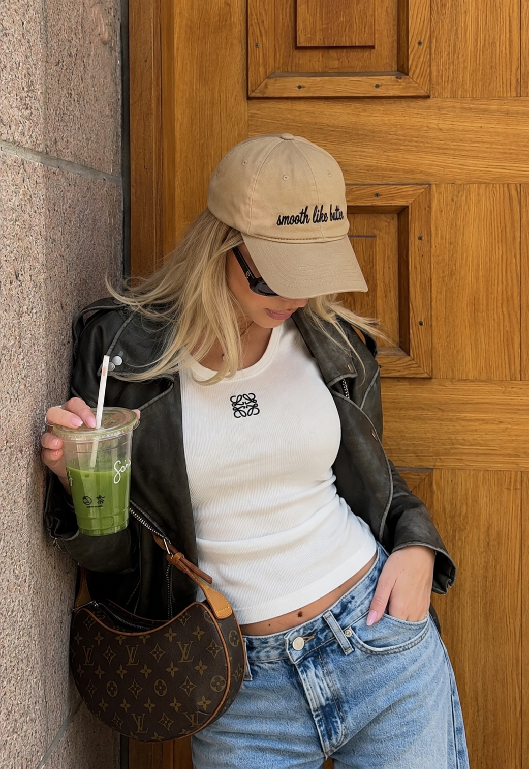 Smooth Like Butter Cap — Beige — styled on model