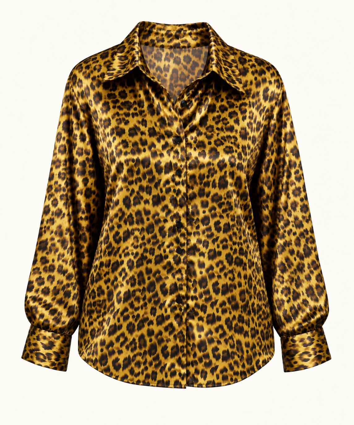 Soleil Leopard Shirt yellow leopard satin product photo